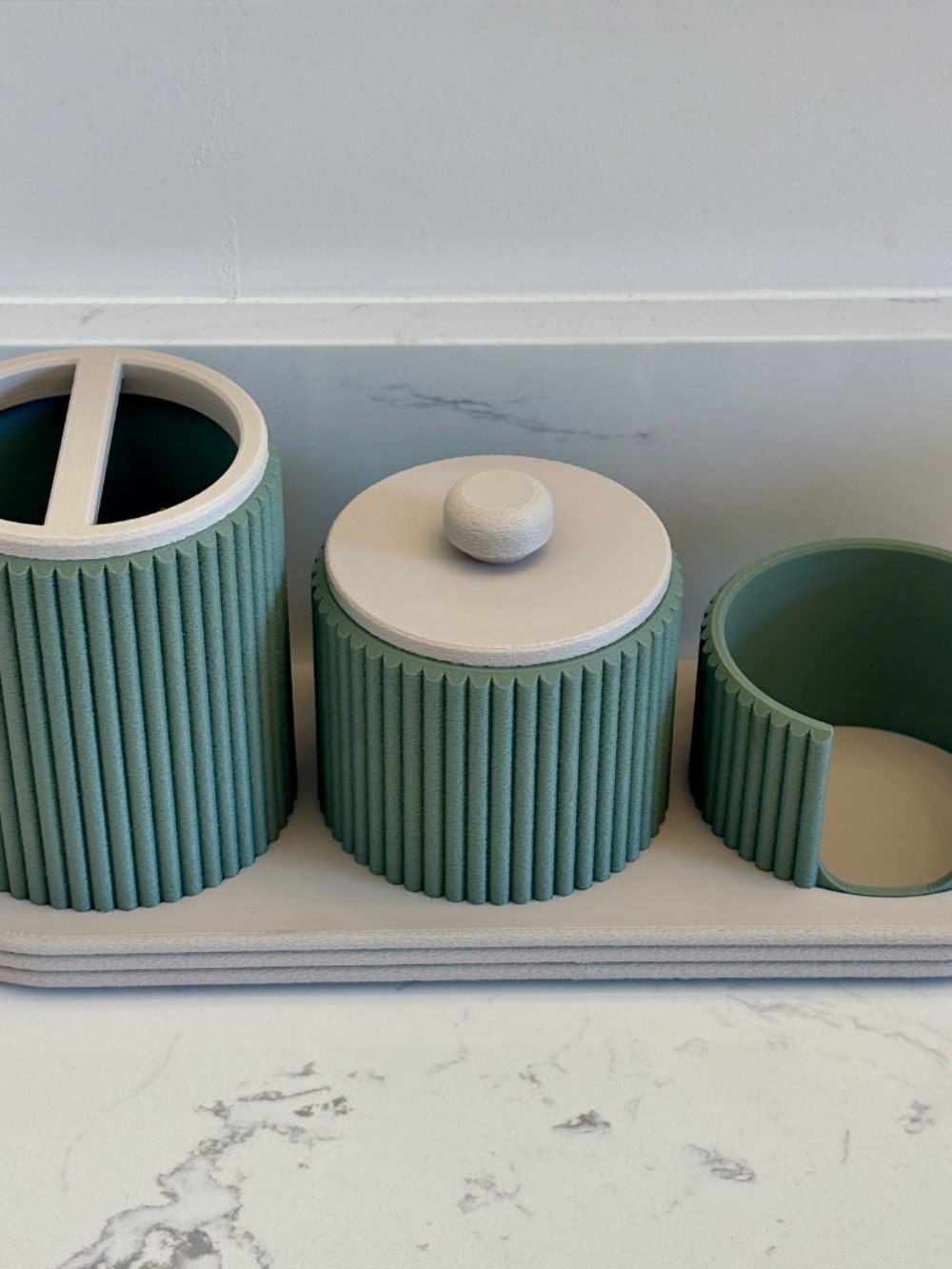 Vanity Organizer Set, Ribbed 3-Piece Countertop Storage - Picture 7 of 7